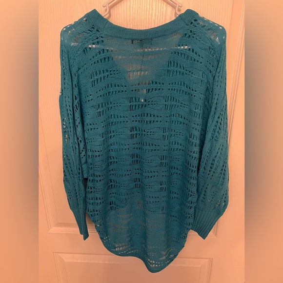 Dolce Cabo Blue Cardigan with Open Knit Design - Picture 2 of 5